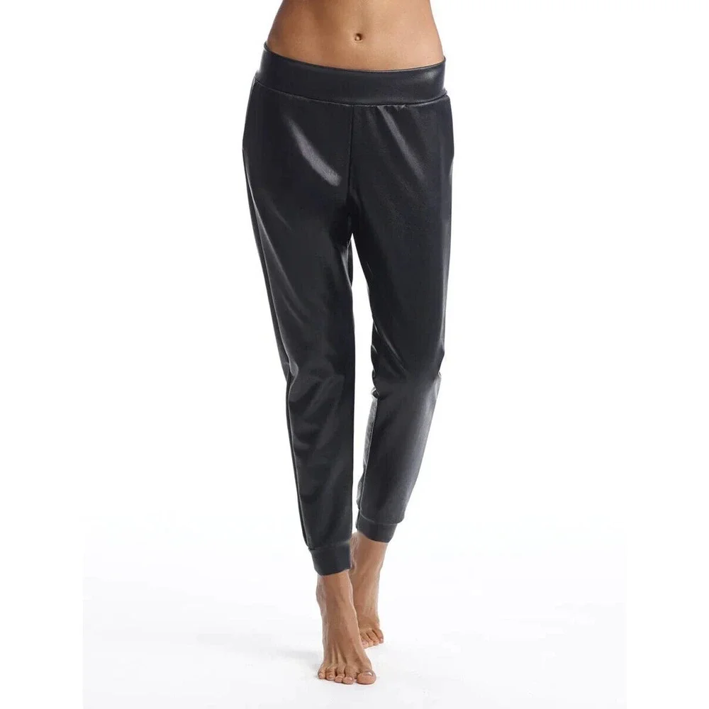 Commando Faux Leather Joggers Pants Pull on High Rise Women's Black Size L